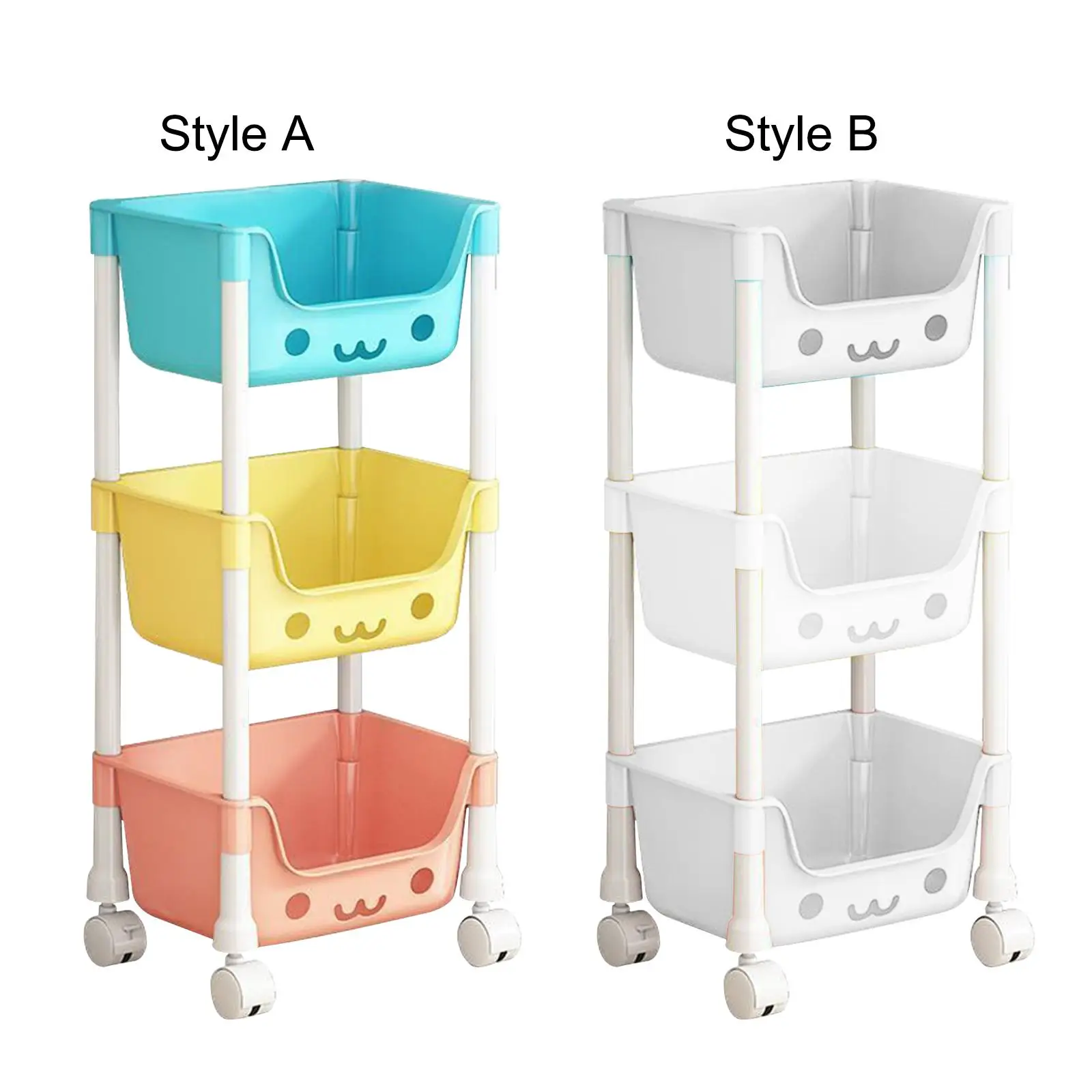 3 Tier Storage Cart with Wheel Household Cart Bathroom Organizer for Laundry Room