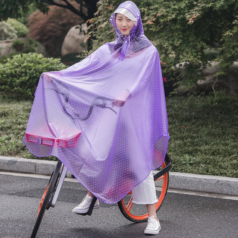 Frosted Transparent Bicycle Raincoat Removable Double Brim 3xl Poncho Single Person Thickened Raincoat Outdoor Cycling Jacket