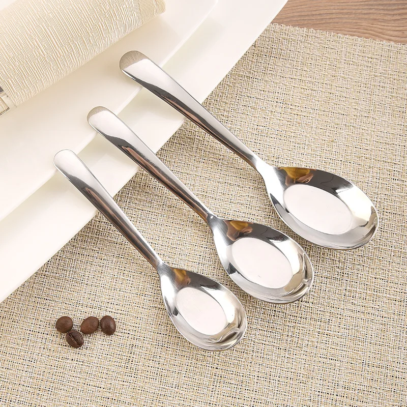 Korean Stainless Steel Flat Spoon Small Spoon Child Student Rice Spoon