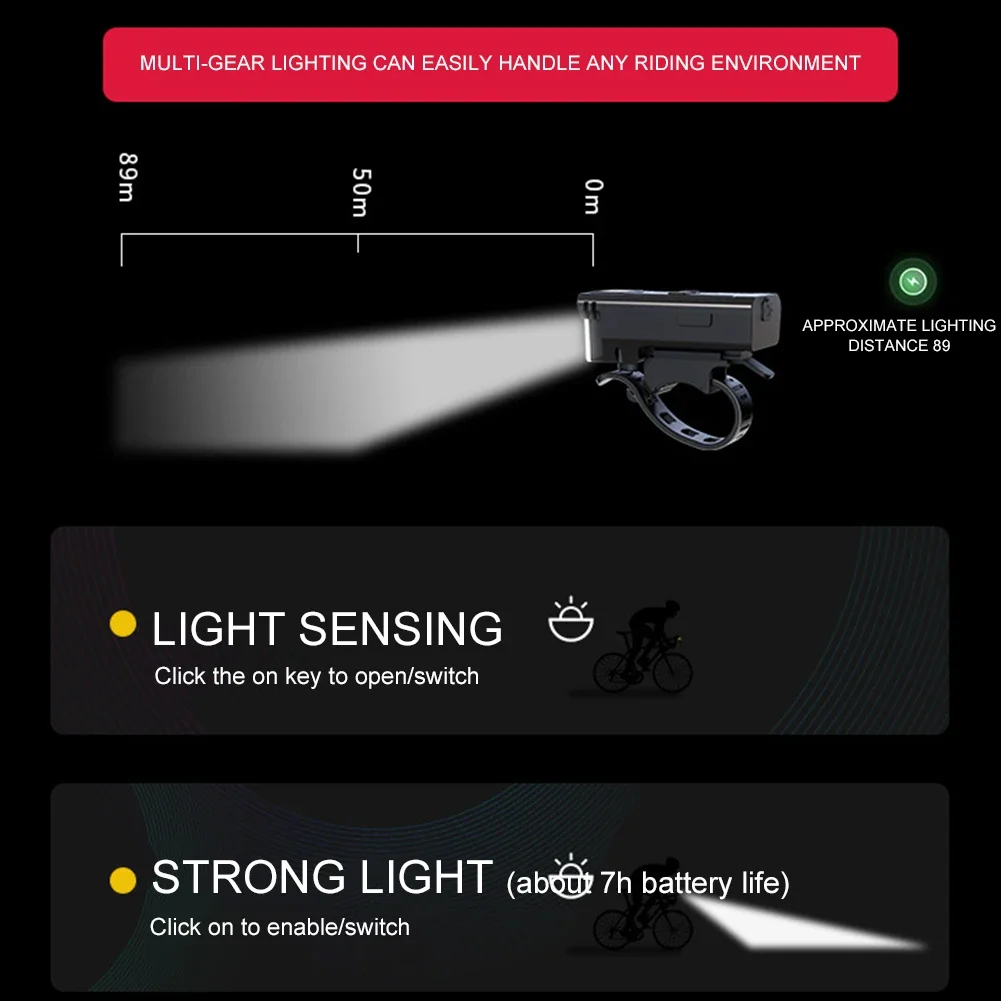 1/2 Sets Bicycle Front Lamp with Horn Smart Light Sensor Bike Handlebar Flashlight Remote Control Headlight Bicycle Accessories