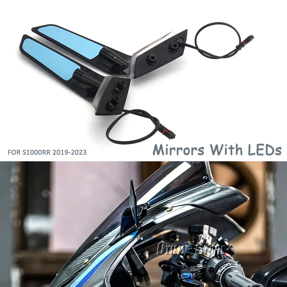

For BMW S1000RR S1000 RR S 1000 RR s1000rr 2019-2023 2022 Motorcycle Rearview Aluminum Side Mirrors With LED Turn Signal Light