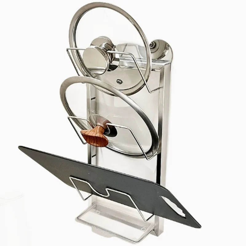 Stainless steel pot cover placement, no drilling device pot cover rack, wall mounted storage rack bracket, kitchen specific stor