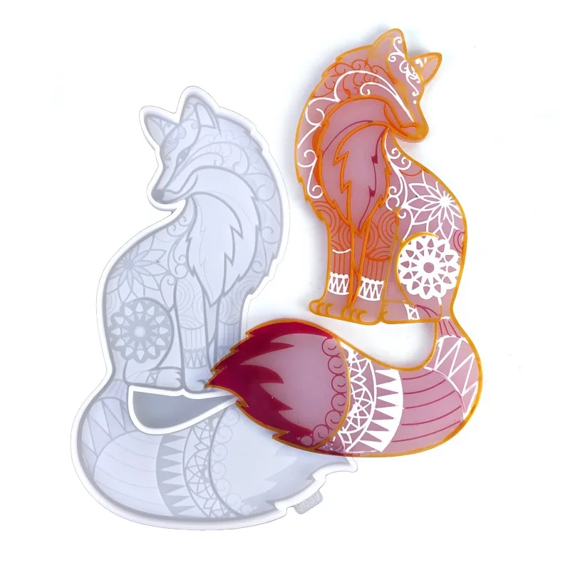 

Fox Color Filling Silicone Resin Mold Pendant Wall Decoration Desktop Ornament Cabinets Decor Animal Pendants Silicone Molds