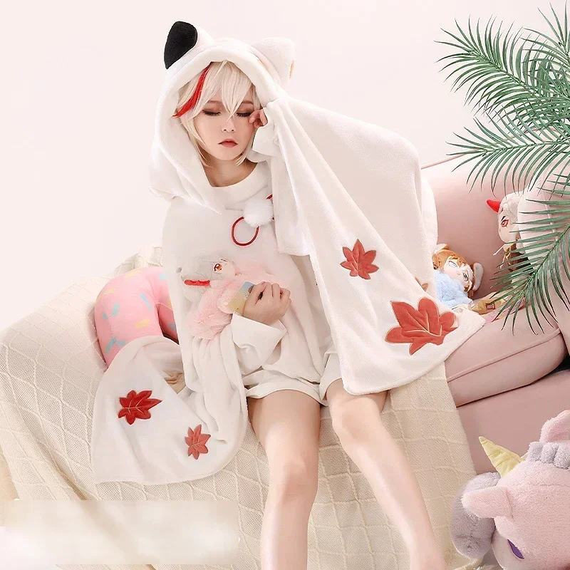 

Genshin Impact Cosplay Cloak Blanket Zhongli Hutao Kaeya Wanderer Hoodie Cape Warm Fleece Pajamas Unisex Homewear Sleepwear