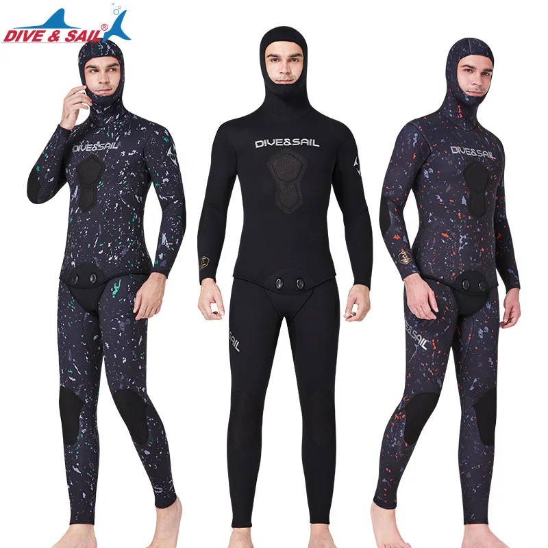 Premium 3mm CR Neoprene Wetsuit for Men-Camouflage Design with Hood Perfect Spearfishing and Free Diving