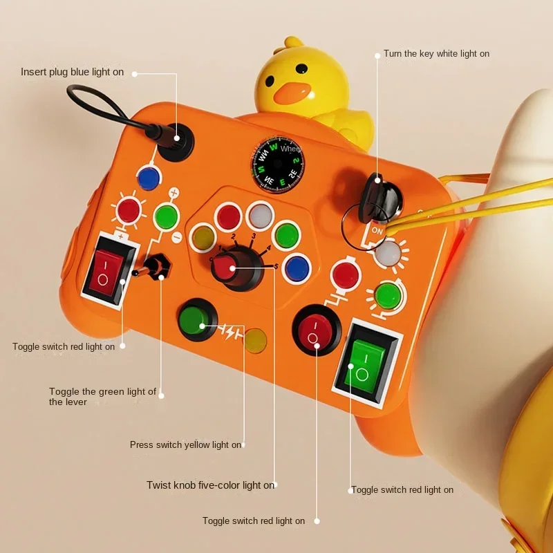 Cartoon Montessori Busy Sensory Toys With LED Light Switch Control Board Travel Activities Chiren Game For 2-4 Years_voghion.com