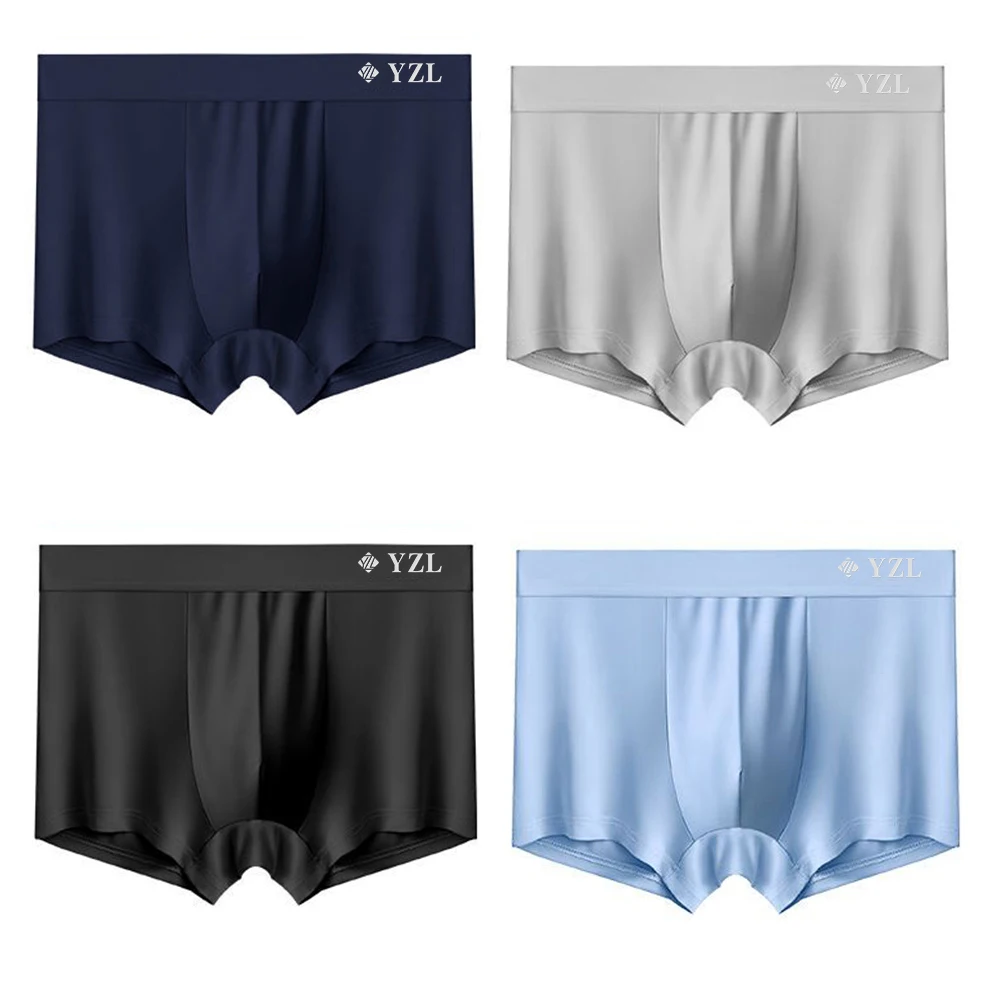 

Men's Boxer Briefs bulge Enhancing ice silk Underwear Quick Dry Breathable Pouch Oversized 7xl Underpants Men with Gift Box