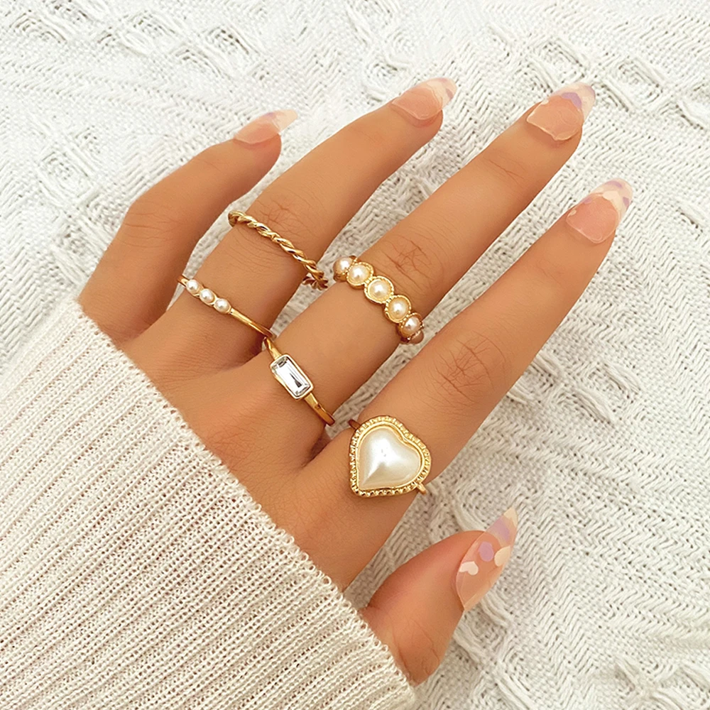 FNIO 2022 Korean Fashion Gold Color Rings Set For Women Fashion