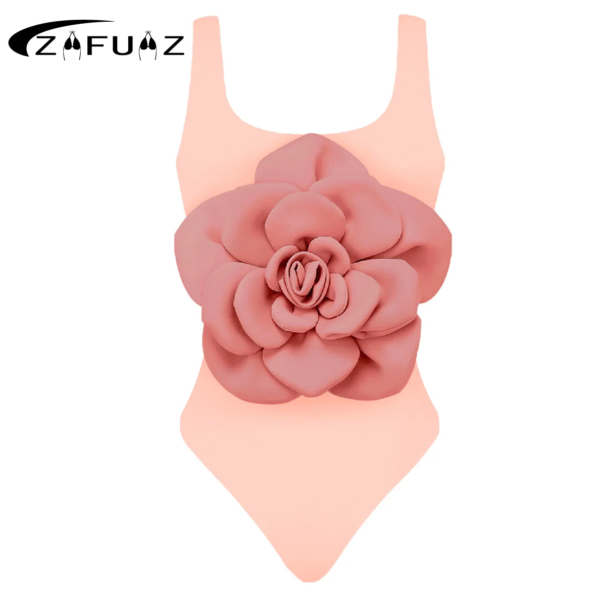 

ZAFUAZ Pink Women Swimsuit 2024 Sexy 3D Flower One Piece Swimsuits Swimwear Monokini Bodysuit Bathing Suit Belt Beach Wear