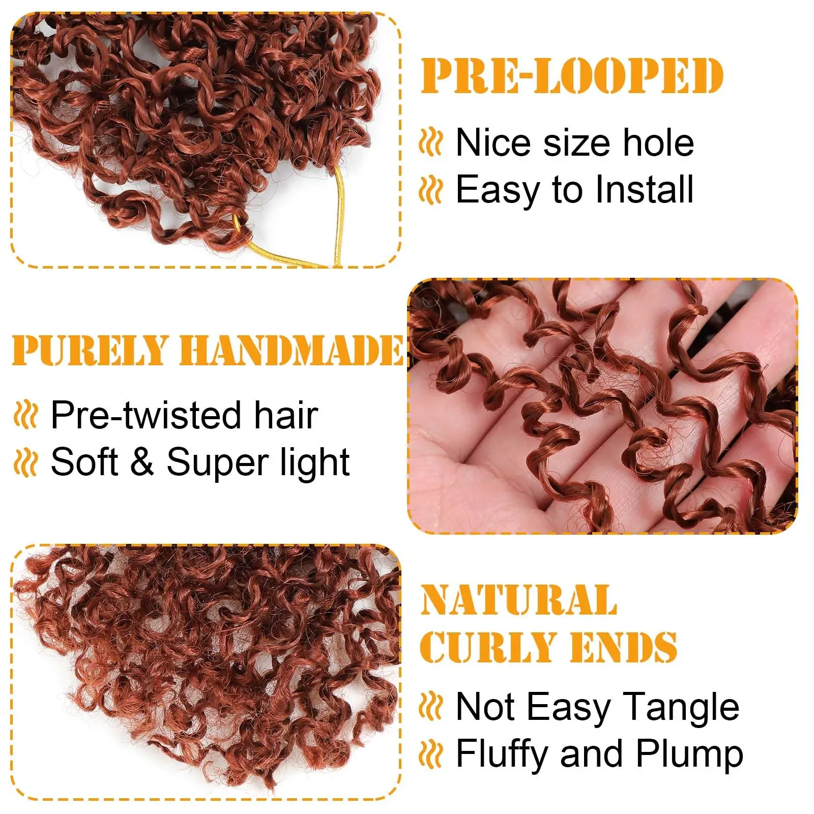 8" Yanky Twist Crochet Hair Ombre Brown Spring Twist Hair Senegalese Twist Crochet Hair with Curly Ends Synthetic Crochet Braids 3