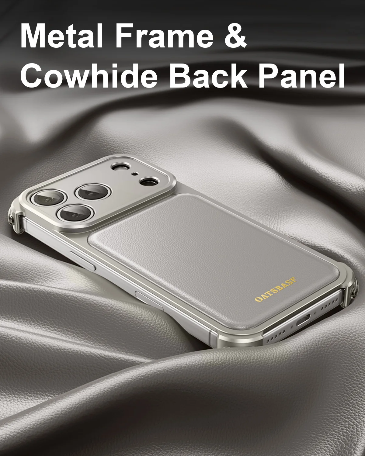 Eary Genuine Leather Case for iPhone 17 16 Pro Max Full Phone Cover Shockproof Anti-Drop Protective Shell Metal Frameless Bumper