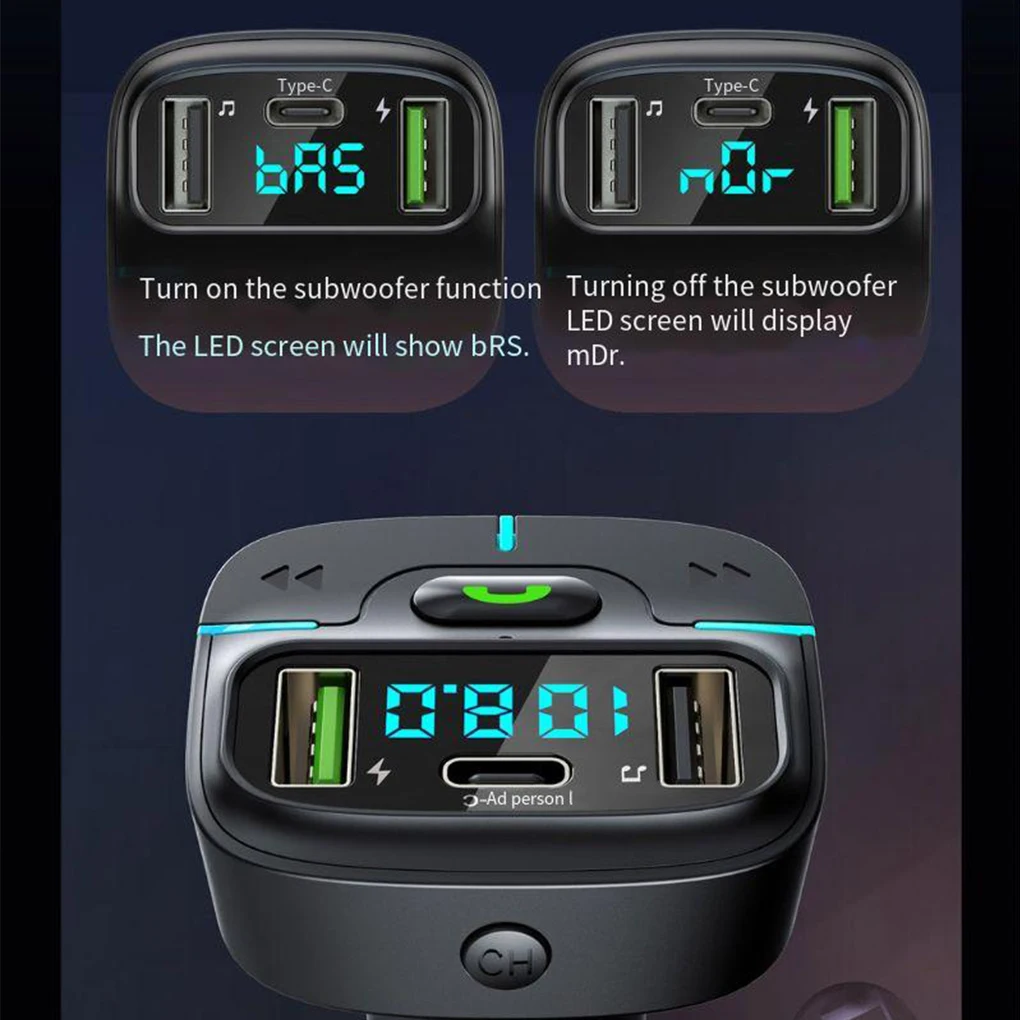 Car Bluetooth MP3 player USB Fast Charging interface support for MP3/WMA/WAV/FLAC/APE Music Decoding Formats Wireless Car Kit