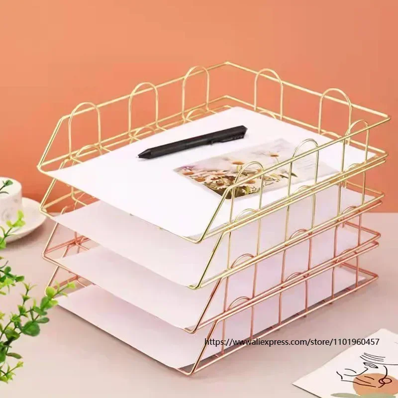 Multi-functional Iron Desk Organizer Storage Basket for Home Office Storage