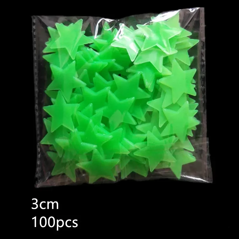 Ceiling Stickers Wall Home 3D Fluorescent Luminous Bedroom Baby Rooms Dark Stars Glow Kids Decor 100Pcs