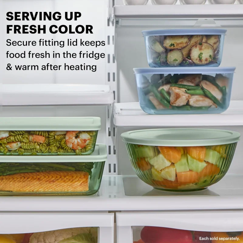 Sculpted Tinted Glass Mixing Bowl Set with Lids 5