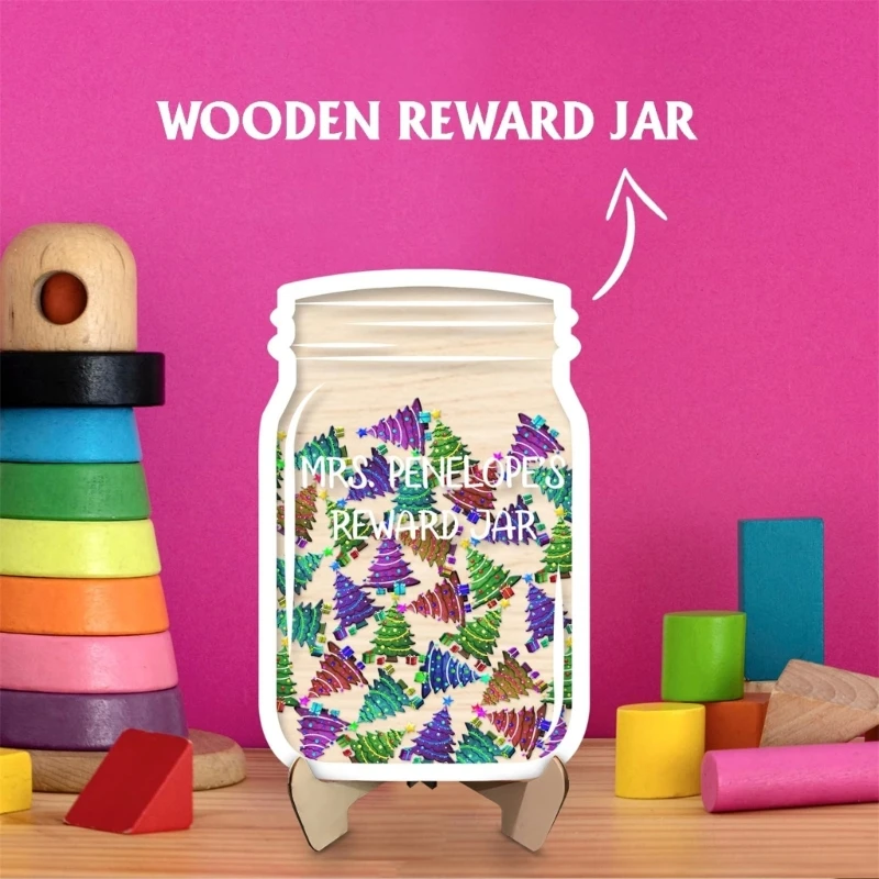 

Рождественская банка с наградами Деревянная елка Санта-Клауса Банка с наградами в виде снеговика с жетонами Таблица домашних дел