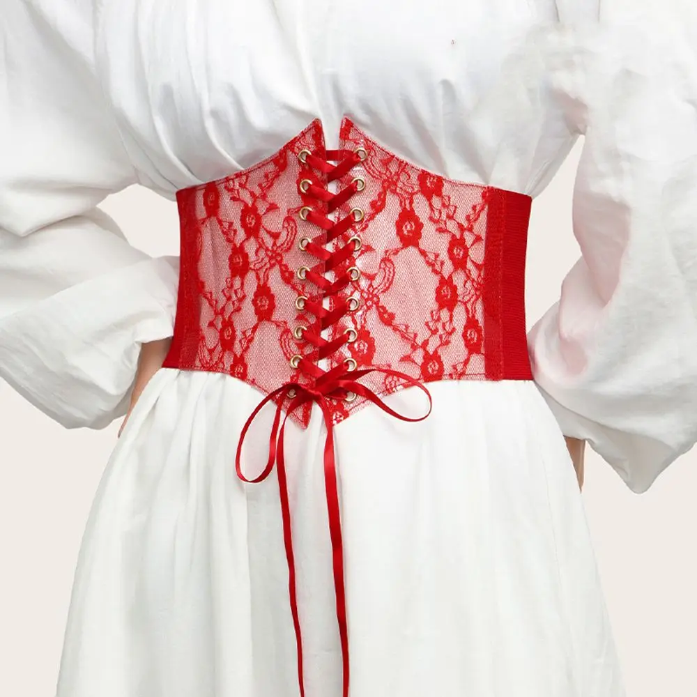 Femme Elastic Women Waist Bandage Outfits Dress Girdle Harness Waistband Lace Corset Belt Waist Corset Cummerbunds