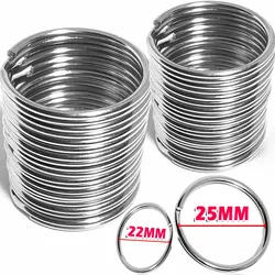 Stainless Steel Polished Key Ring Split Keychain Set - 200/100pcs, 25mm (100pcs)