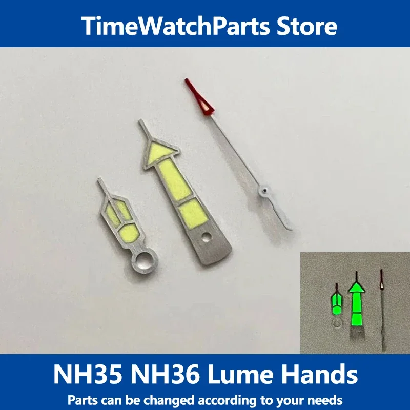 

Green Luminous Watch Hands Seiko Silver Hands for NH35 NH36 4R 7S Movement Watch Pointers Needles Dive Replace Parts