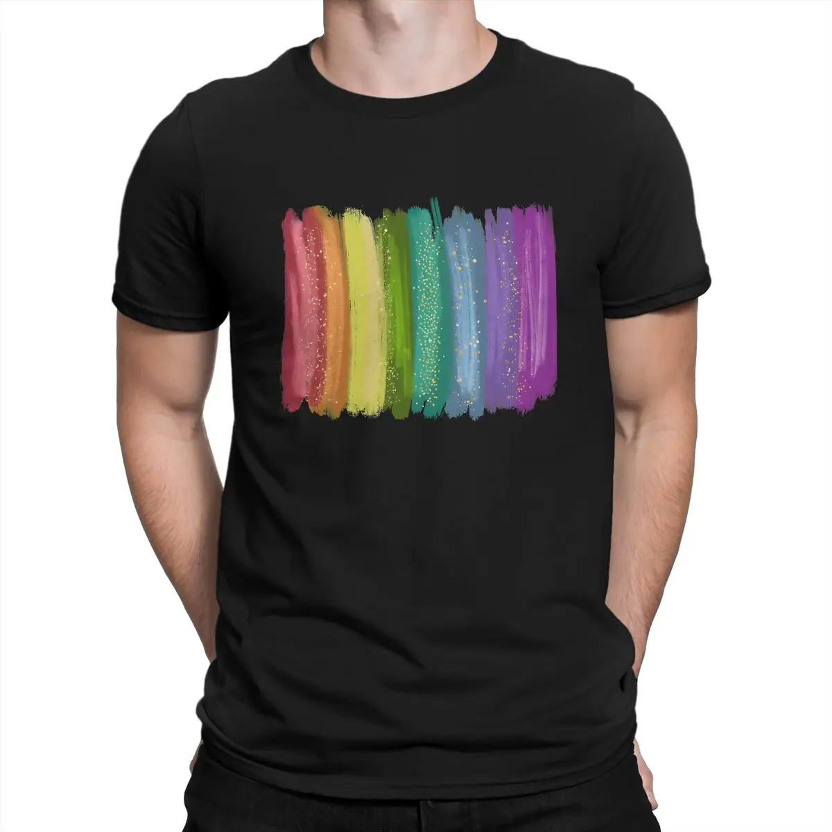 

Vintage Rainbow T-Shirts Men Crew Neck 100% Cotton T Shirts Rainbow Highs Short Sleeve Tee Shirt New Arrival Tops