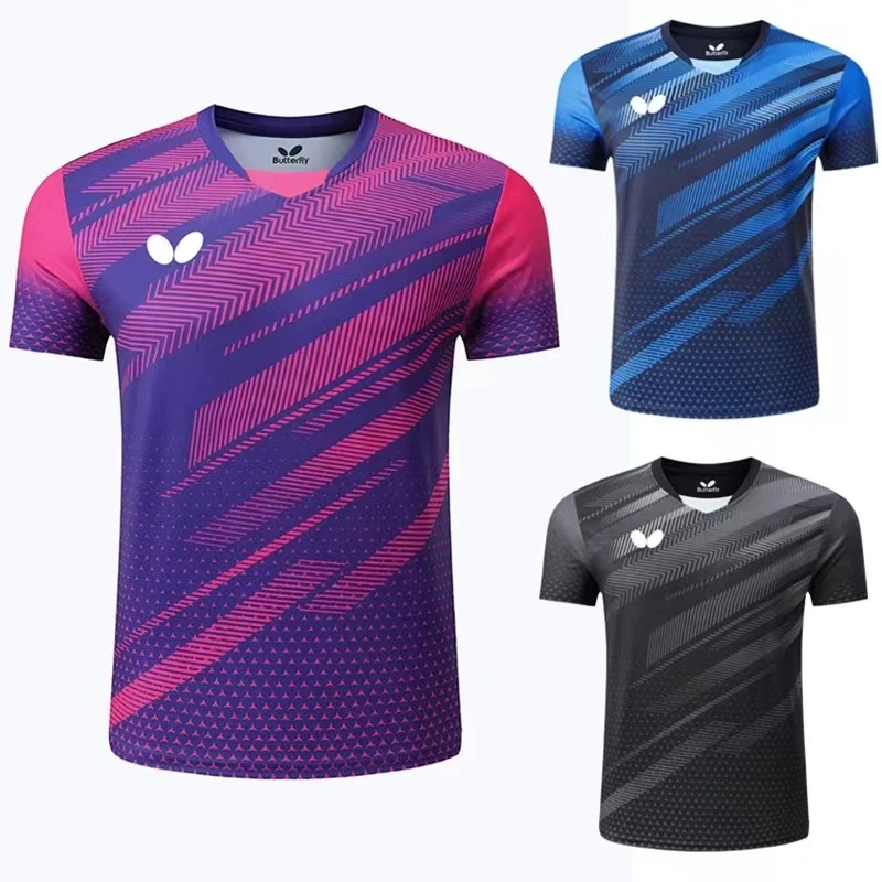 Sport T Shirt Badminton Table Tennis Clothes Set men's and women's table tennis T-shirt quick drying breathable light V-neck badminton wear team