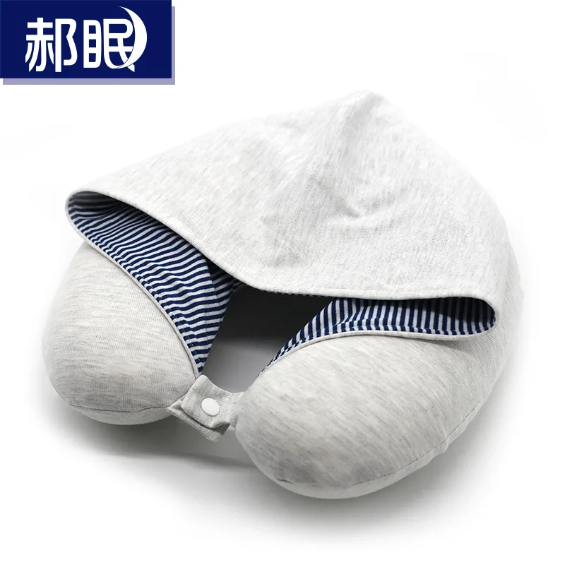 

Memory Cotton Portable Hat U-Shaped Pillow Office Nap Neck Aircraft Travel Shading Hood