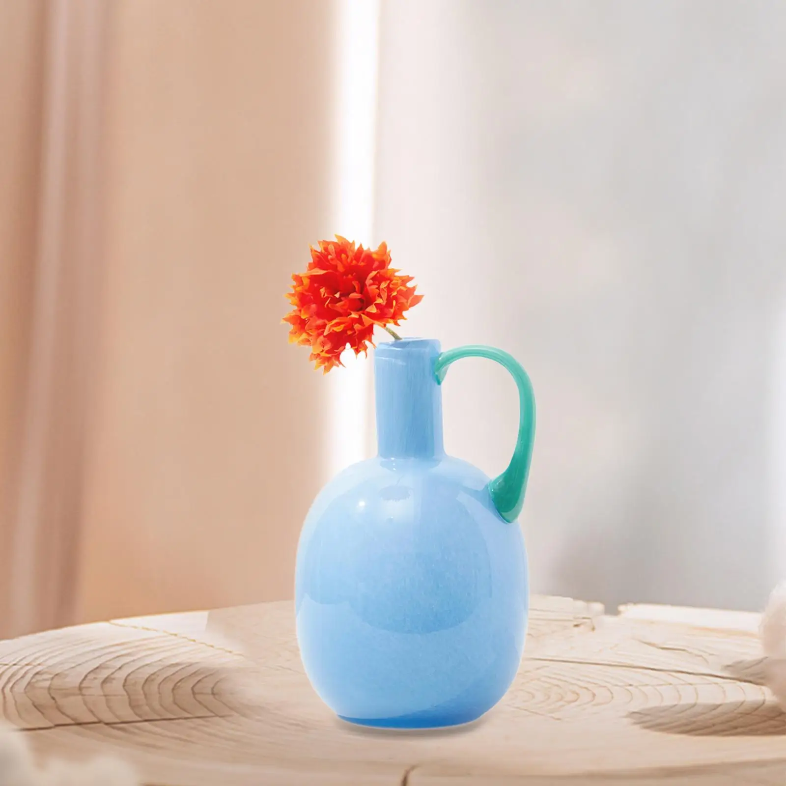 Glass Flower Vase Modern Table Centerpiece Floral Container Dried Flower Arrangement for Cabinet Shelf Porch Dining Room Bedroom