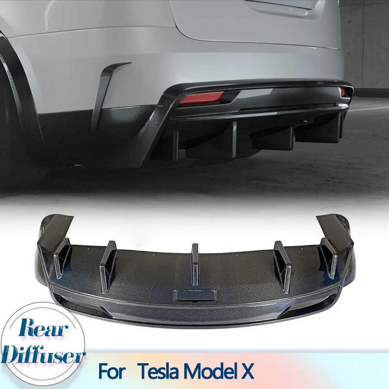 

Диффузор для заднего бампера автомобиля, спойлер для губ для Tesla Model X 75D 90D 100D 2016-2018, задний диффузор из углеродного волокна, разветвители для губ FRP