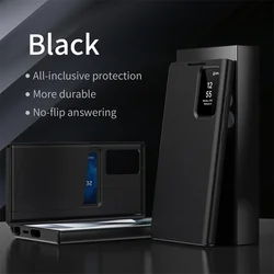 Original PU Leather Flip Case with Card Pocket and Smart Display Window Cover - Galaxy S23 Ultra (Black)