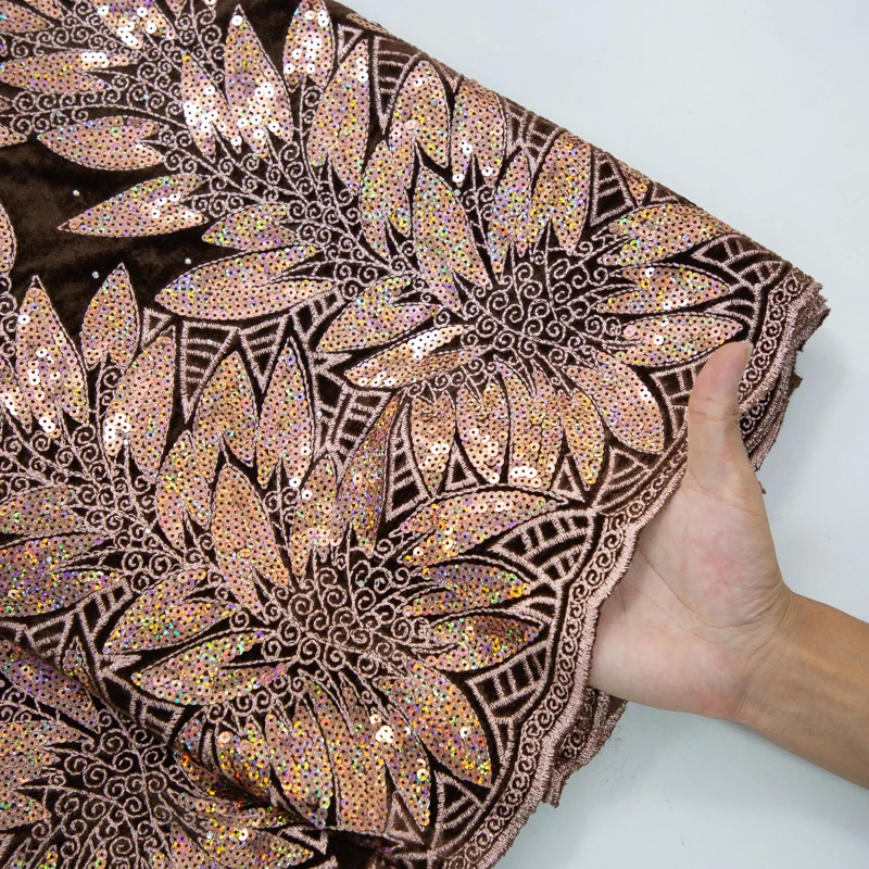 Kalume African Tulle Lace Fabric Sequins 2025 Nigerian Tulle Velvet Lace Fabric Tissue Fabric for Party Sew Cloth F3576