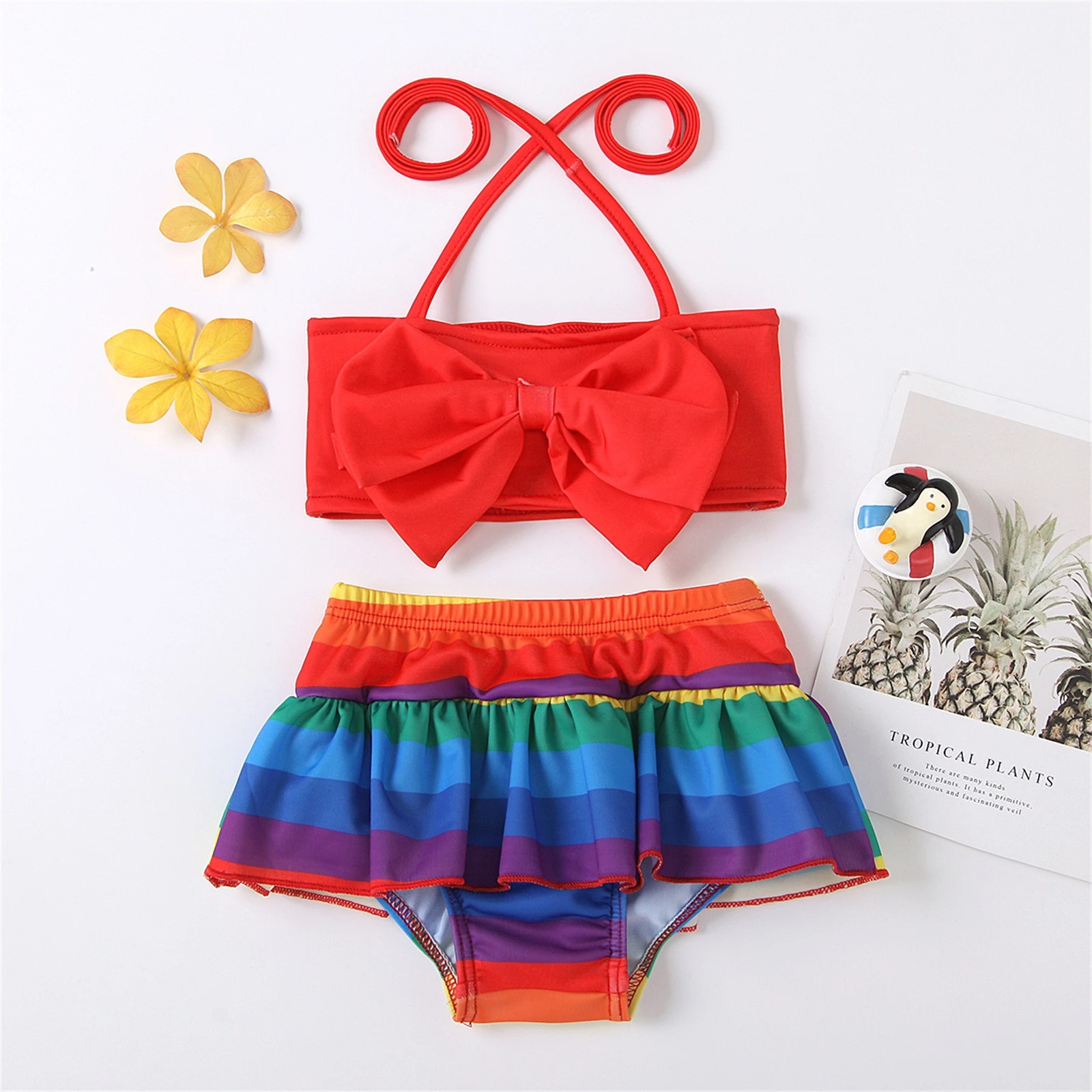 6M 5Y Toddler Baby Kids Girls Bikini Set Swimwear Swimsuit Strap Halter