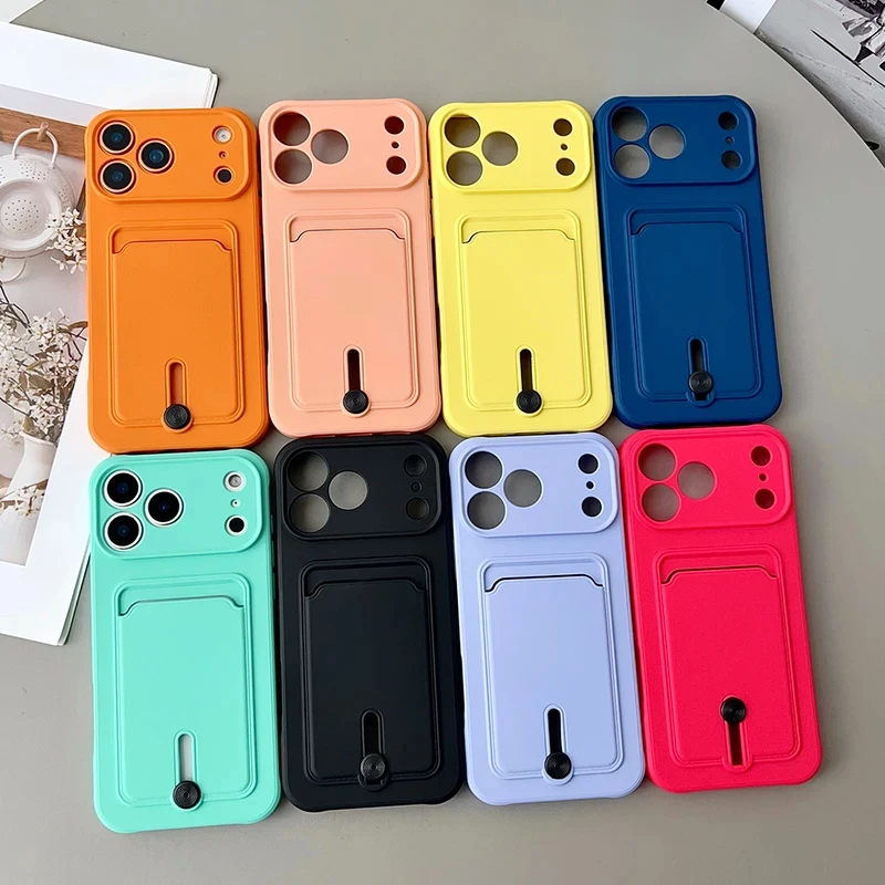 Slim Silicone Card Holder Shockproof Phone Case with Fine Hole Design