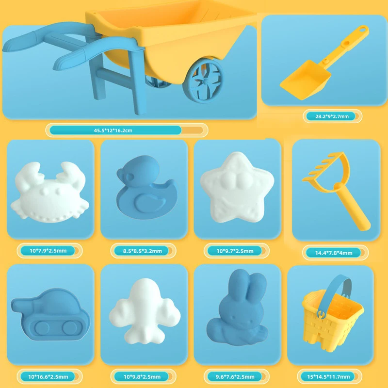 Children Trolley Beach Toys Beach Accessories Sandbox Sand Molds Shovel Barrel Summer Outdoor Playa Beach Sand Play Toy for Kids 6