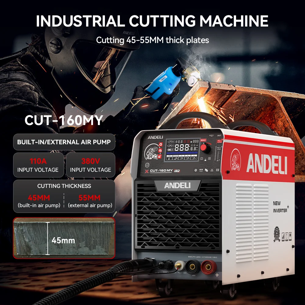 Andeli 385V CUT 160 Pilot Arc Cnc Heavy Fabrication 2 in 1MMA Plasma Cutting Machine