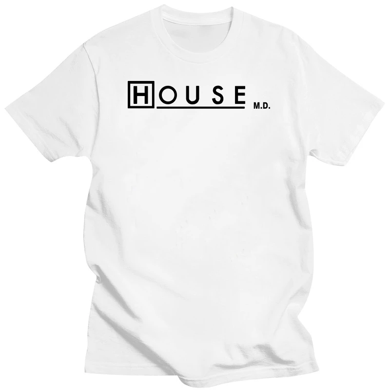 House Md Magliette Da Uomo Per Dr House Logo Top Bianchi T-Shirt Casual Girocollo T-Shirt Divertenti