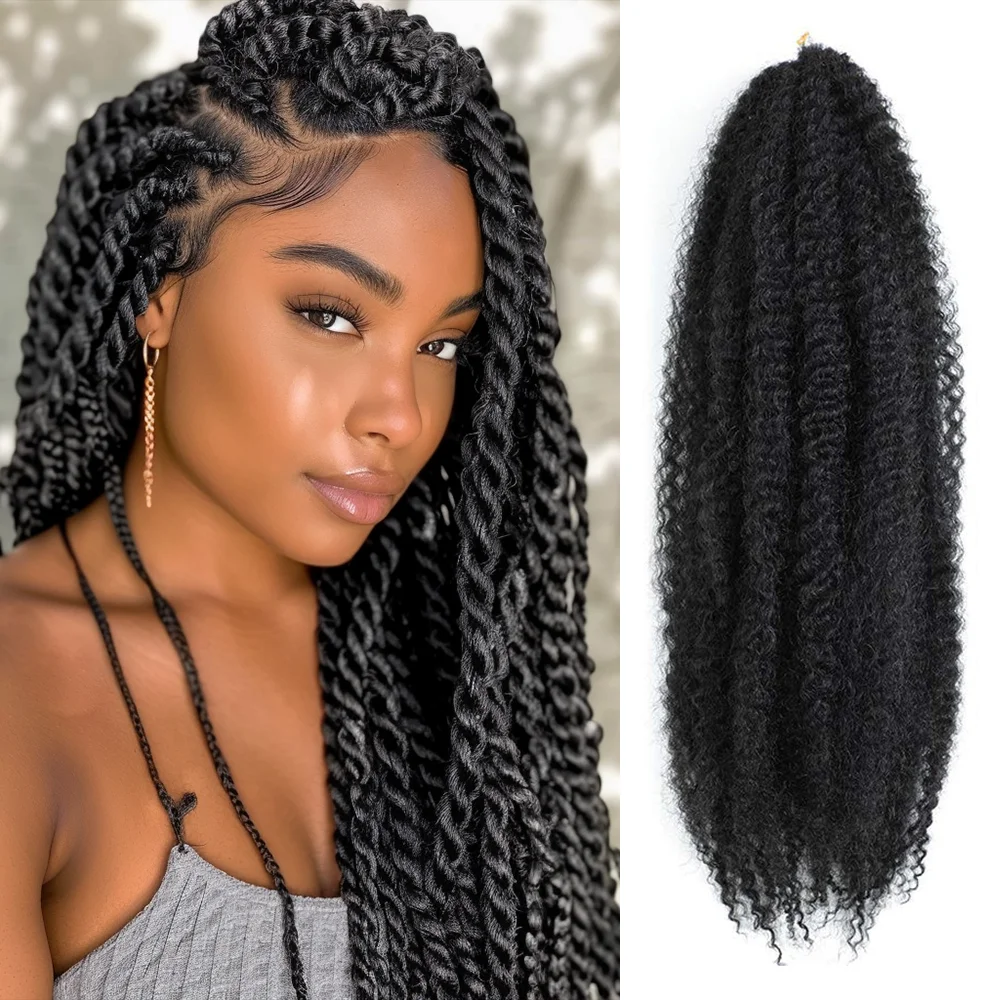 

Afro Spring Twist Crochet Hair Pre-Separated Marley Braids Hair Extensions for Women Black Soft Braids Afro Twist Braiding Hair