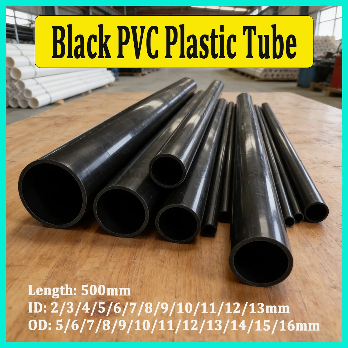 4Pcs 검정색 UPVC 플라스틱 튜브 L500mm, OD 5-16mm 산업용 하드 중공 파이프, 가정용 DIY 및 수리용 소형 물 배관 튜브