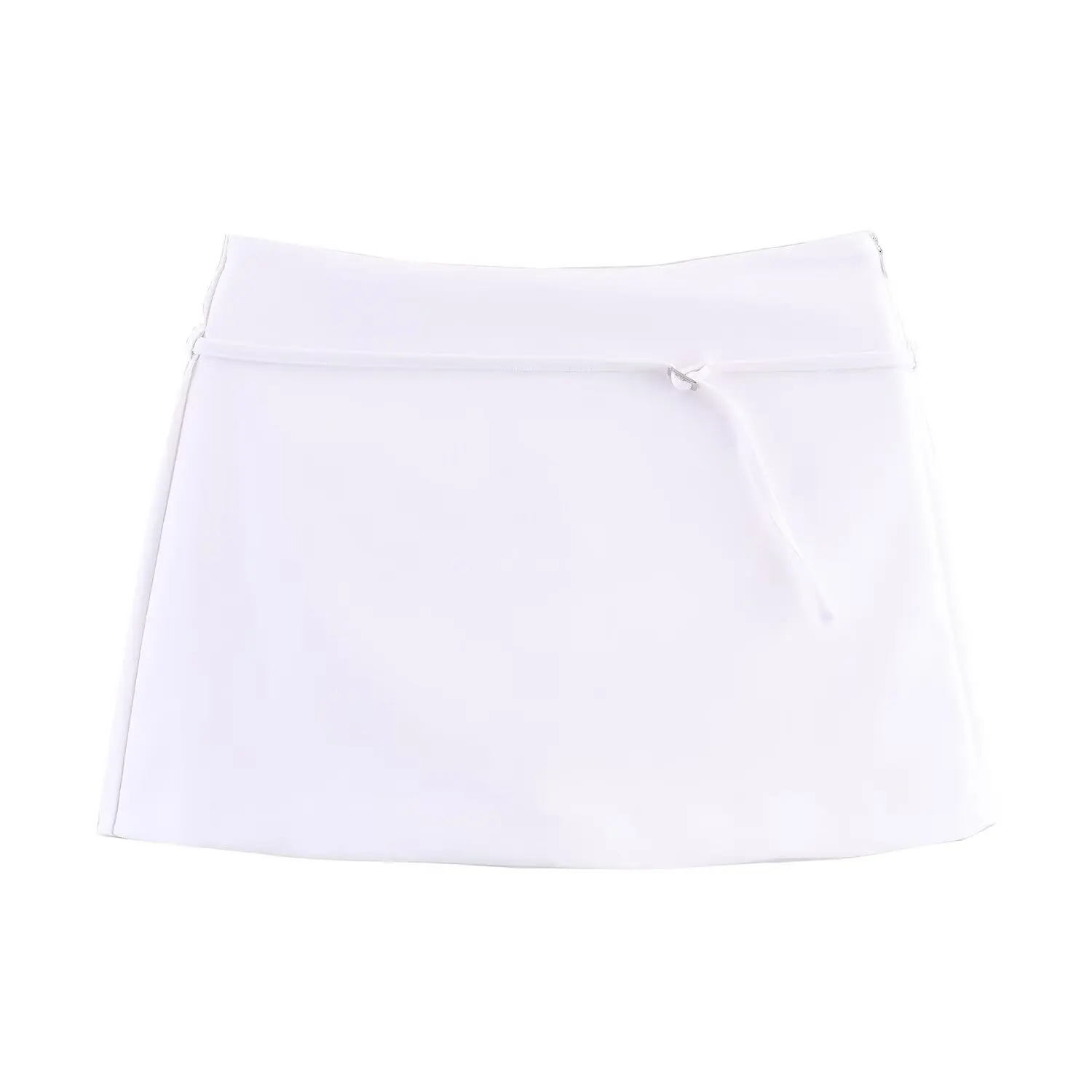 Women's Fashion Solid Slim Mid Waist Skirt With Belt Adorn Female Autumn Winter Elegant Commuting A-Line Mini Skirt Streetwear
