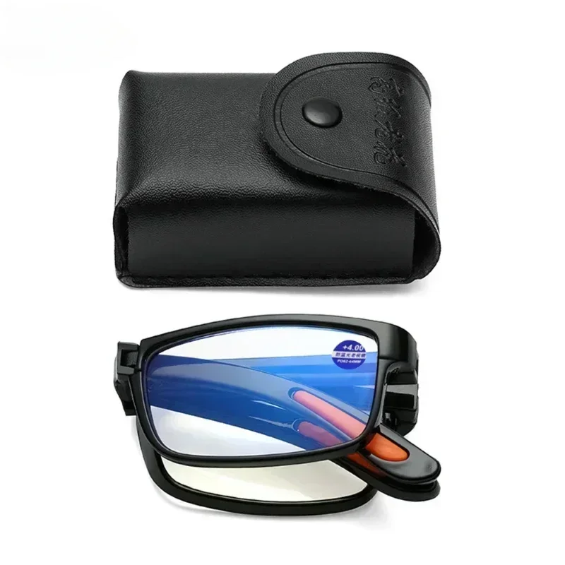 Reading Glasses Anti Blue Light Glasses Folding Reading Glasses Anti Blue Light Eyeglasses Presbyopia Retro Unisex Pocket Glasses Portable Men Women