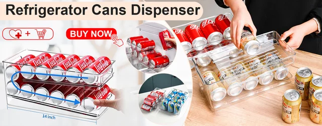 dispensador de latas organiza nevera latas dispensador latas nevera  Dispensador de latas para refrigerador, estantes de almacenamiento de  bebidas y refrescos, soporte colgante de doble fila para cerveza, 2  unidades - AliExpress