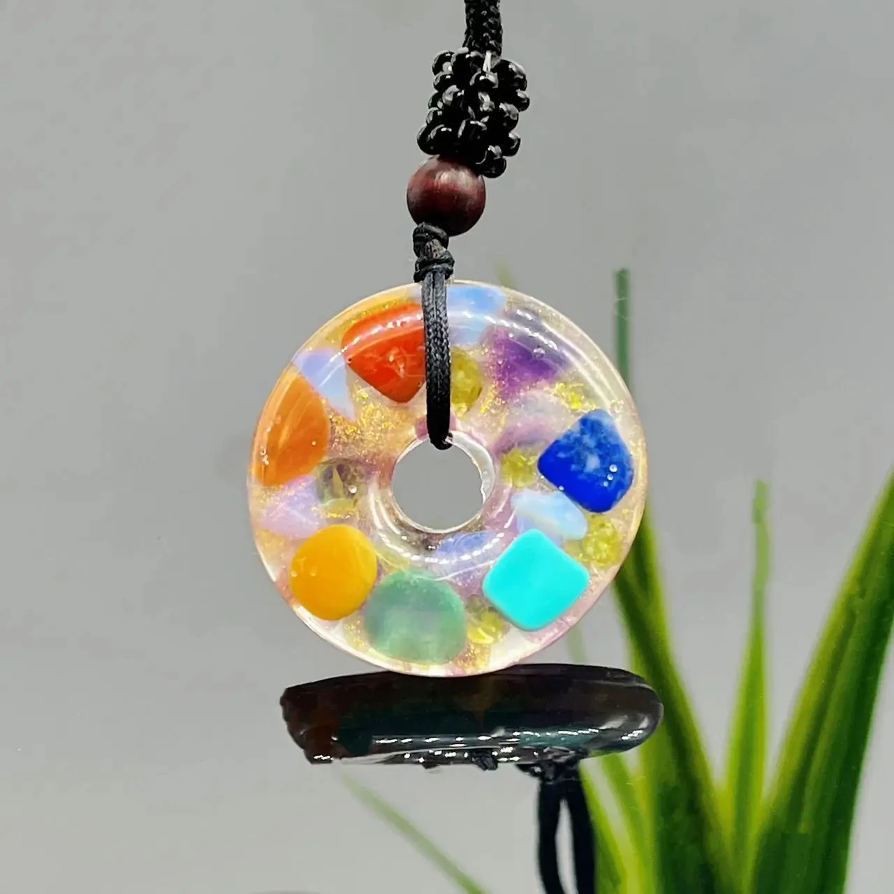 Natural crystal Orgonite Seven Chakra Necklace Pendant Safe buckle necklace pendant jewelry gift 4