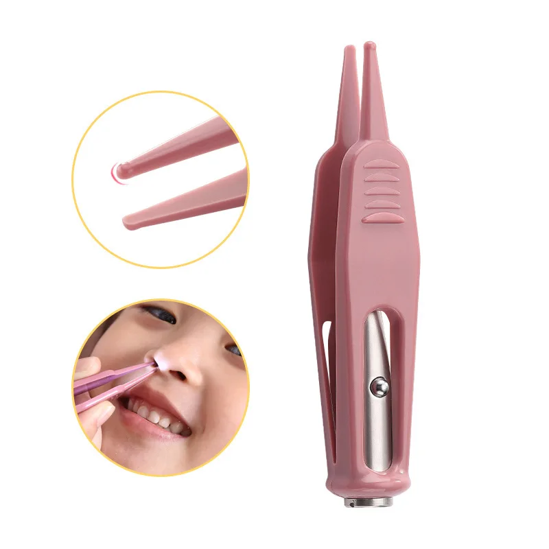 Nasal Tweezer Nose Cleaning Tweezers Cleaning Tweezers Clean Tweezer Baby Flashlight Dig Booger Clip Infants Clean Ear Nose Navel Visible Safety Tweezers Safe Forceps Cleaning