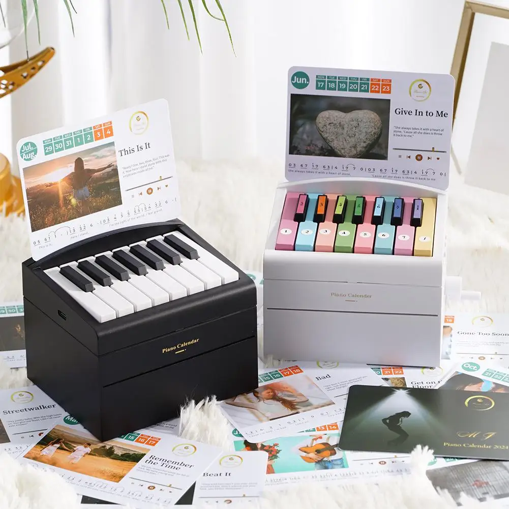 Desk Calendar Mini Piano Calendar Playable Desk Calendar Peripheral Birthday Gift with Piano Sheet Music