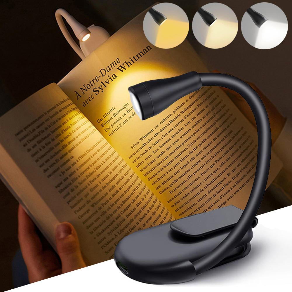 Foldable Mini Book Light Eye Protection Light Clip-on 360Â° Flip Study Lamp Rechargeable Battery Travel Bedroom Reading Lamp