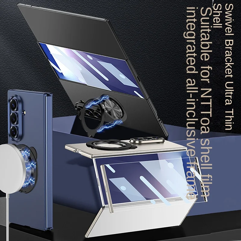 TriFold Full-Cover Phone Case with Magnetic Stand and Integrated Film
