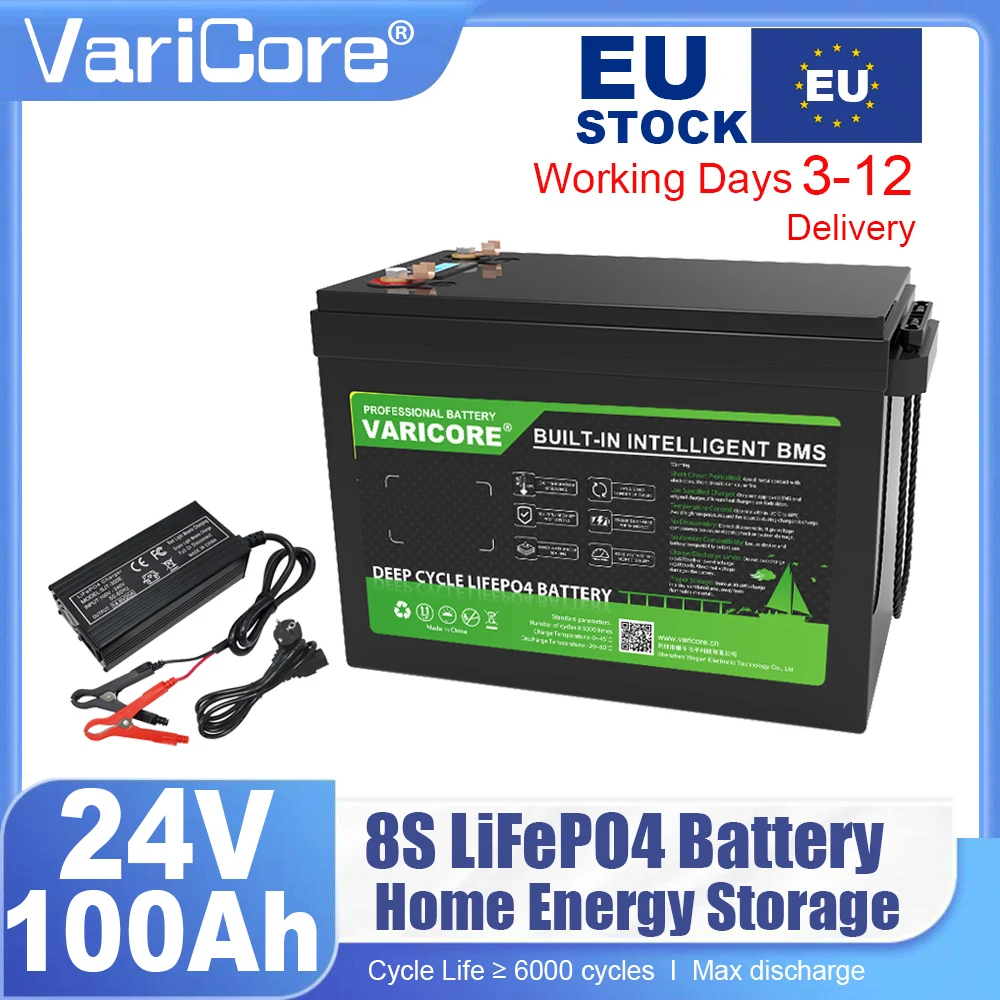 Batterie LiFePO4 12V 24V 100Ah 180Ah 200Ah 340Ah avec protection BMS pour camping-cars, voiturettes de golf, véhicules tout-terrain, systèmes solaires et éoliens, avec chargeur - Stock UE 1 Batterie LiFePO4 12V 24V 100Ah 180Ah 200Ah 340Ah avec protection BMS pour camping-cars, voiturettes de golf, véhicules tout-terrain, systèmes solaires et éoliens, avec chargeur - Stock UE 1