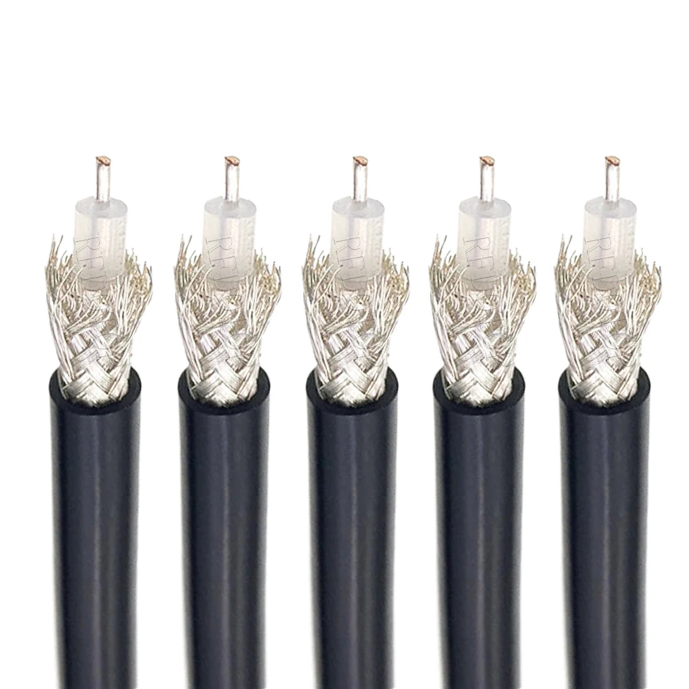 Black RG223 RG-223 Double Shielded 50-3 Low Loss 50 Ohm High Quality RF Coaxial Cable Jumper Wire Cord 1M-200M