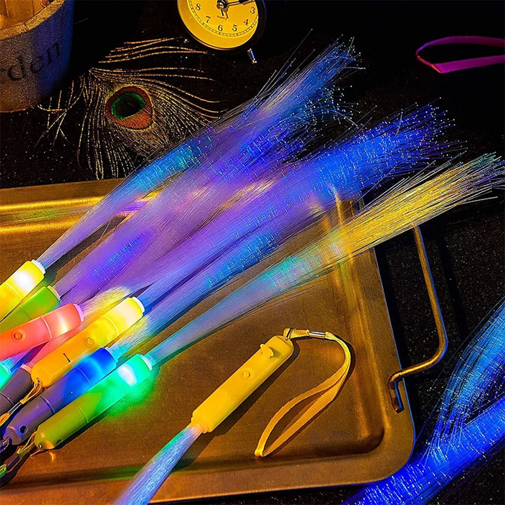 Led Light Up Stick Glowing Fiber Stick Toy Party 3 Light Patterns Luminous Prop Christmas Birthday Gift Wedding Party Gift