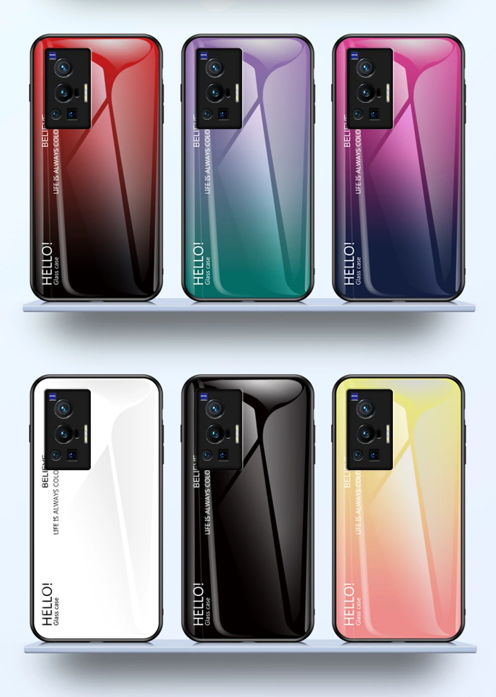 X80 Pro Plus Custodia DECLAREYAO Custodia rigida in vetro per VIVO X70 X60 X50 X30 X27 X23 X20 X9 S Custodia in silicone Ultra sottile Tempere_voghion.com