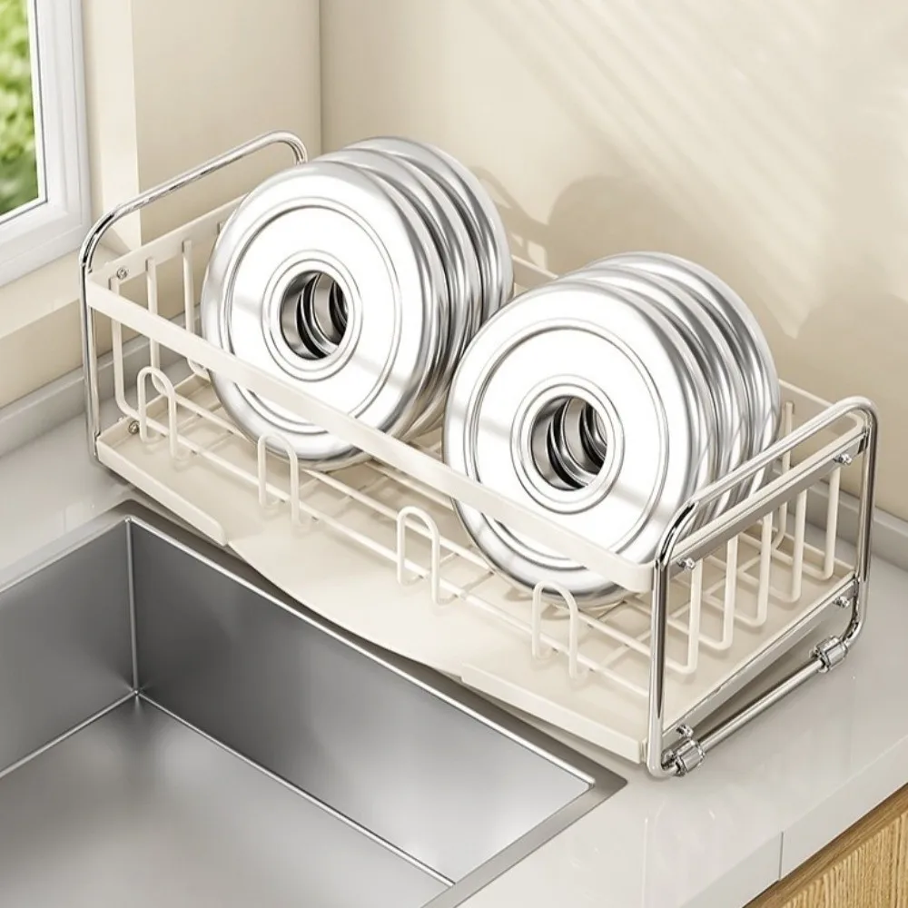 Carbon Steel Dish Rack Holder Rustproof Multifunctional Kitchen Sink Rack Convenient Drain Portable Dish Drying Rack
